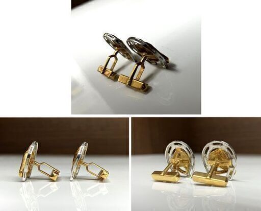 馬と馬蹄 カフス K18 PT900 コンビ 9.3g カフリンクス ホースシュー 幸運 逆U字 18金 750 プラチナ 札幌 手稲