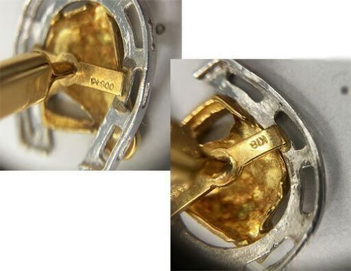 馬と馬蹄 カフス K18 PT900 コンビ 9.3g カフリンクス ホースシュー 幸運 逆U字 18金 750 プラチナ 札幌 手稲