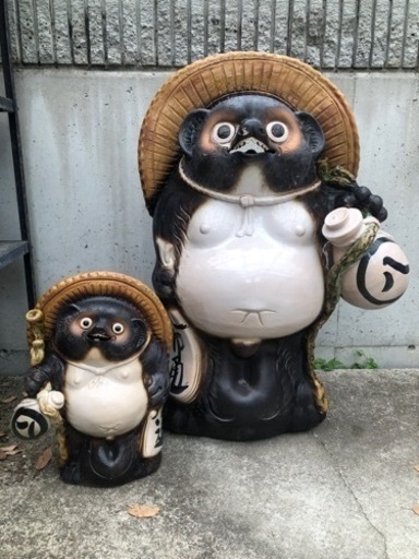 信楽焼たぬき置物 2点セット