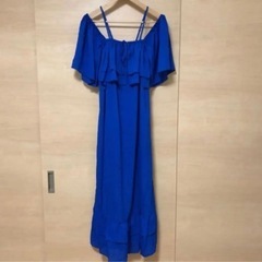 譲　ASOS マキシワンピース　ブルー　ドレス　オフショルダー