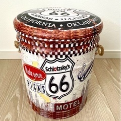 【受渡者様決定】収納付 レザー ペール缶スツール ROUTE66
