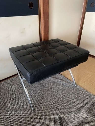 [美品]バルセロナチェア似 ソファ・オットマン ブラック