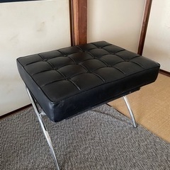 [美品]バルセロナチェア似 ソファ・オットマン ブラック