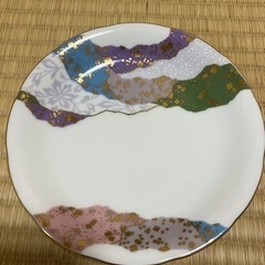 美濃焼　翔山窯　金彩ちぎり絵　皿5枚＆湯呑み5客セットの画像
