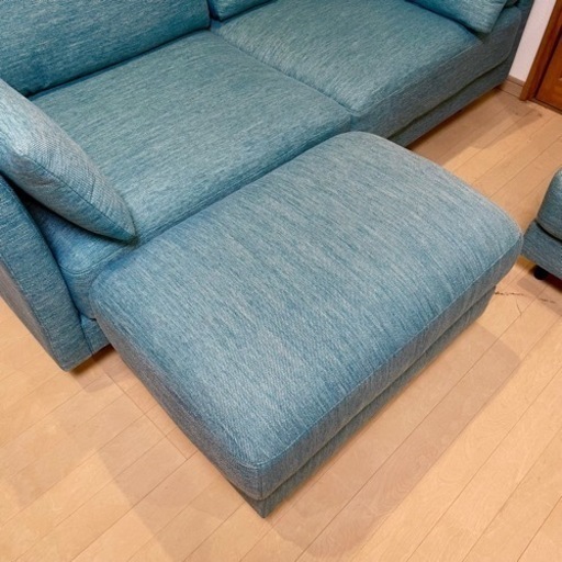 【超美品‼️】定価104,900円♪ 現行モデル ニトリ 200cm幅3人掛けカウチソファ《CA10》 布製ターコイズブルー♪