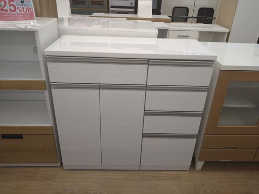 ★ジモティ割あり★ ニトリ　リガーレシリーズ キッチンカウンター ホワイト H97×W101×D43 クリーニング済み KJ1917
