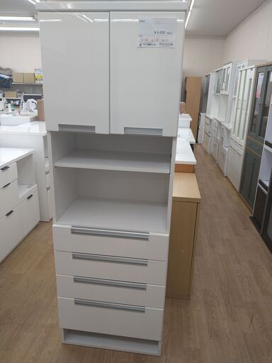 ★ジモティ割あり★  食器棚 ホワイト H180×W60×D41 クリーニング済み KJ1918