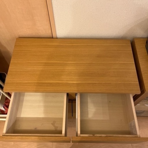廃番　無印良品　オーク材　キャビネット　チェスト　木製扉　食器棚