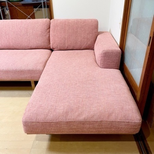 【超美品‼️】定価561,000円♪ 現行モデル カリモク 290cm幅3人掛けカウチソファ(UU22モデル) 布張りピンク♪