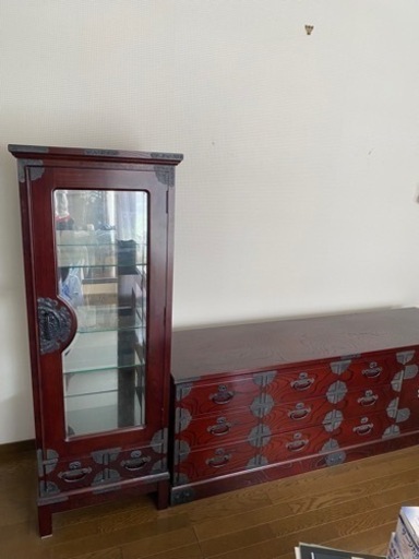 【高級】筑後民芸　民芸家具　飾り棚　家具　箪笥　北九州　民芸家具　セット売り