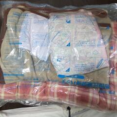 敷布団、掛布団、毛布、カバーつきの画像