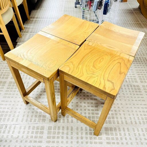 【セット価格】家具 スツール 木製 角椅子 学校 セット 4つ