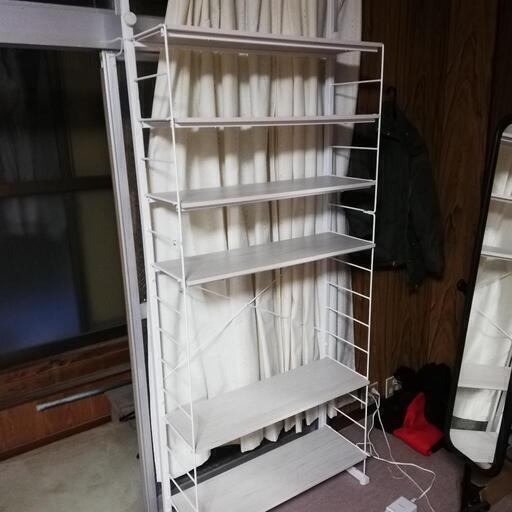 突っ張りワイヤーシェルフNポルダ(幅80cm+60cm ホワイトウォッシュ) nitori-net_8793132-8793133