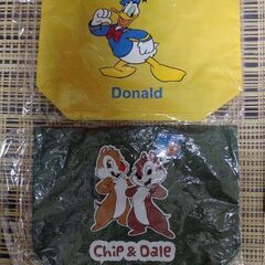 【Disney（ディズニー）】シンプルトートバッグ３点セット（ミッキー・チップとデール・ドナルド）の画像
