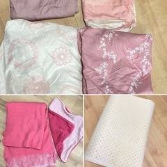 急募】セミダブルベッド　フレーム＋マトレス＋ブランケット+ベッドシーツ＋クッションの画像