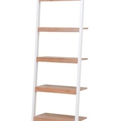 立てかけ式ラダーラック ラック オープンラック 天然木 ホワイト 白 本棚 シェルフ 収納棚の画像