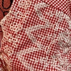 美品　フリル3分　チェック被りブラウス　フリーサイズの画像