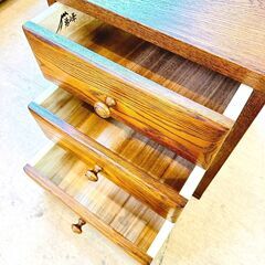 【ジモティ特別価格】勇峰工芸 チェスト 旭川家具 引き出し 3段 木製 ベッドテーブル ナイトテーブル