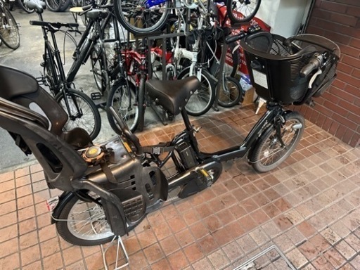 20インチ　ブリジストン　前後チャイルドシート付き電動アシスト自転車　ブラック