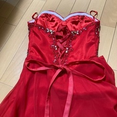赤ミニドレスドレープ付　値下げ‼️の画像