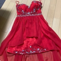 赤ミニドレスドレープ付　値下げ‼️の画像