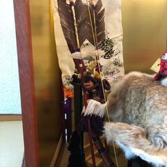 五月人形　5月人形セット　屏風　兜　御篝火　御弓太刀　端午の節句　端午飾　久月　すこやか　暁山作 出陣幟30号の画像