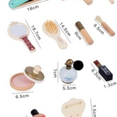 値下げしました！新品未使用ベビーキッズ木製ドレッシングマニキュア化粧品おままごとセット誕生日ギフトの画像