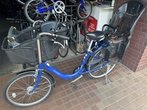 マルイシ　前22インチ　後ろ26インチ軽量アルミフレーム子供乗せ自転車　前後チャイルドシート付き　ブルー