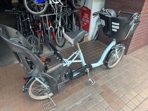 20インチ　マルイシ　幼児2人同乗自転車　内装３段変速　ledオートライト付き　前後チャイルドシート付き　水色