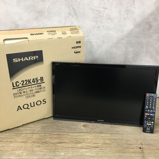 5/19終HR SHARP AQUOS 22V型 液晶テレビ LC-22K45-B 2017年製 シャープ アクオス 菊RH