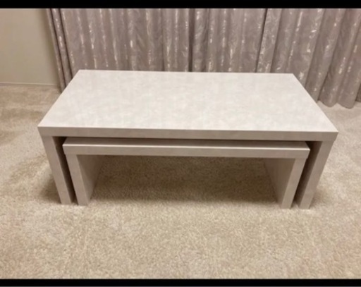 美品 大理石柄 ローテーブル センターテーブル 白 ホワイト arne