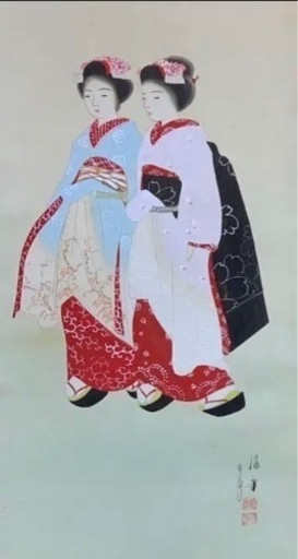 ◎夏の京都画◎本物　小西福年 『京舞子 』共箱 表装替済　極美品‼️
