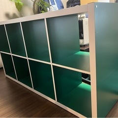IKEA KALLAX カラックス ホワイト グリーン 収納 収納棚 ラック 棚 チェスト ボックス オープンラック リビング シェルフユニット の画像
