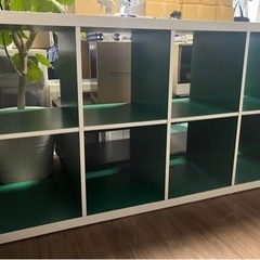 IKEA KALLAX カラックス ホワイト グリーン 収納 収納棚 ラック 棚 チェスト ボックス オープンラック リビング シェルフユニット の画像