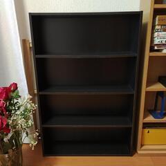 薄型ラック 本棚 ブラックモダン コンパクト 