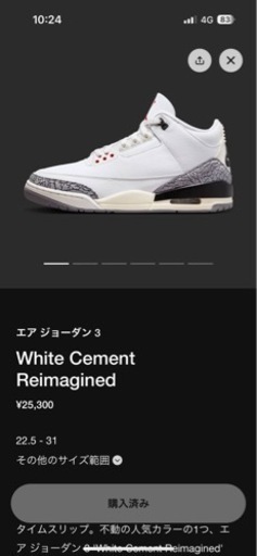 NIKE AIR JORDAN 3 White Cement エアジョーダン3 28センチ