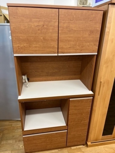 N079★浅川家具製★レンジボード★食器棚★幅890ｍｍ