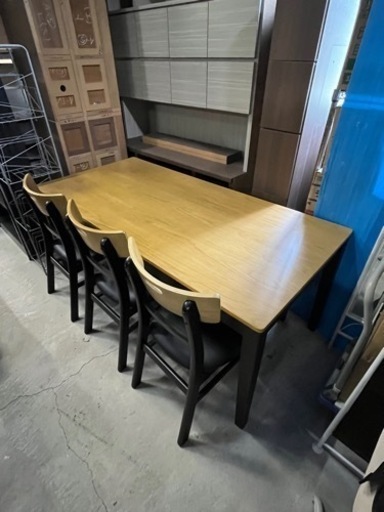 激安6人掛け!!☆ ダイニングセット テーブル 椅子×3 ロングベンチ