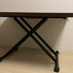 【ほぼ美品】ガス圧昇降式テーブル【天板120×80cm】