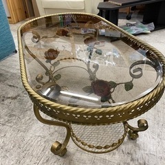 【愛品館 江戸川店】アンティーク調 ガラスセンターテーブル ID:158-012514-007の画像