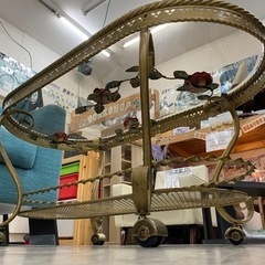 【愛品館 江戸川店】アンティーク調 ガラスセンターテーブル ID:158-012514-007の画像