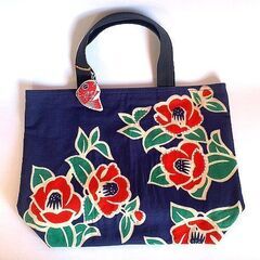 岩川旗店　トートバッグ　椿柄