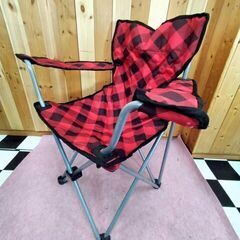 折り畳みチェア　キャンプ　BBQ　アウトドア　チェック柄　レッド
