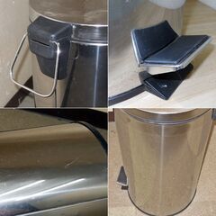 【平日取りに来ていただける方】ペダル式ステンレスペール★ゴミ箱★ふた付き ダストボックス(2Z0494)の画像
