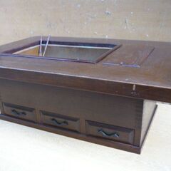 長火鉢（関西火鉢）火箸・小物入れ付き　美品