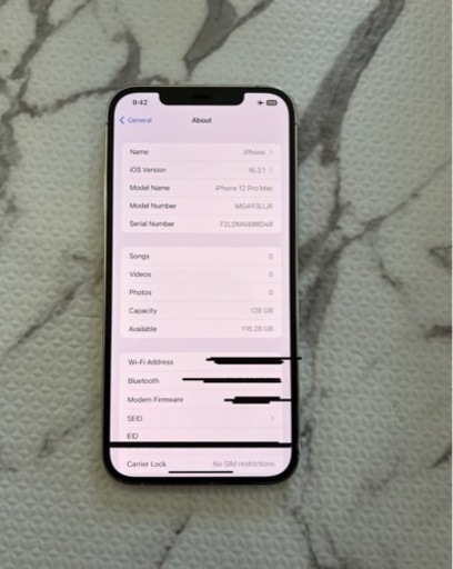 I phone 12 pro max. 128gb(simフリー)