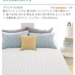 (未使用)ベッドパット　シングル用の画像