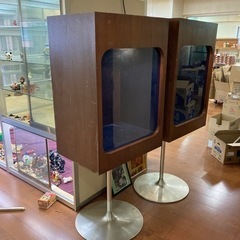 ビンテージ木枠ショーケース照明付 2個セットビンテージ
