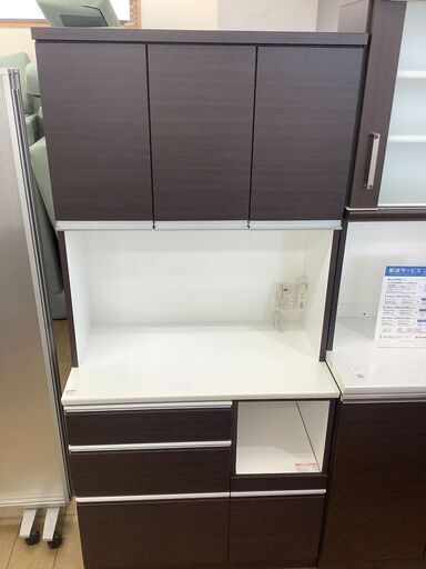 トレファク花小金井店】3枚扉レンジボード/ブラウンレンジボード/食器棚/レンジボード/ダークブラウン/中古家具/ 格安/武蔵野市 小平市 小金井市 国分寺市 杉並区 買取 販売