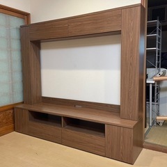 【超美品‼️】オシャレ♪ 180cm幅壁面テレビボード テレビ台 収納家具 60インチまで対応 木目調ダークブラウン♪